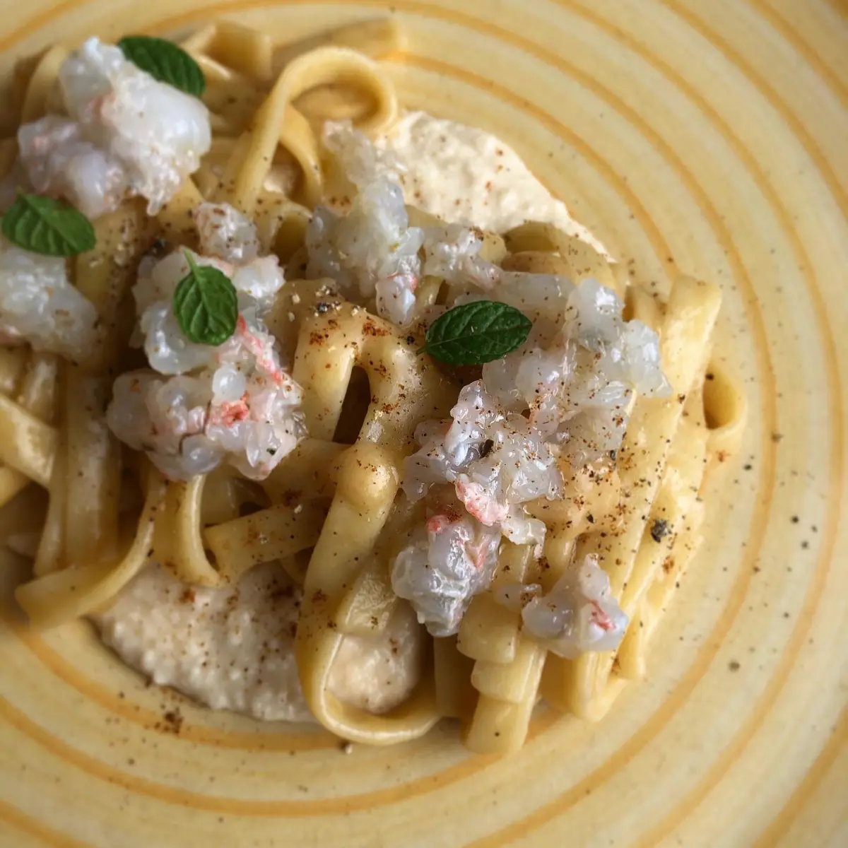 creation thumb for “Cacio e pepe” (cheese and pepper) with langoustine.