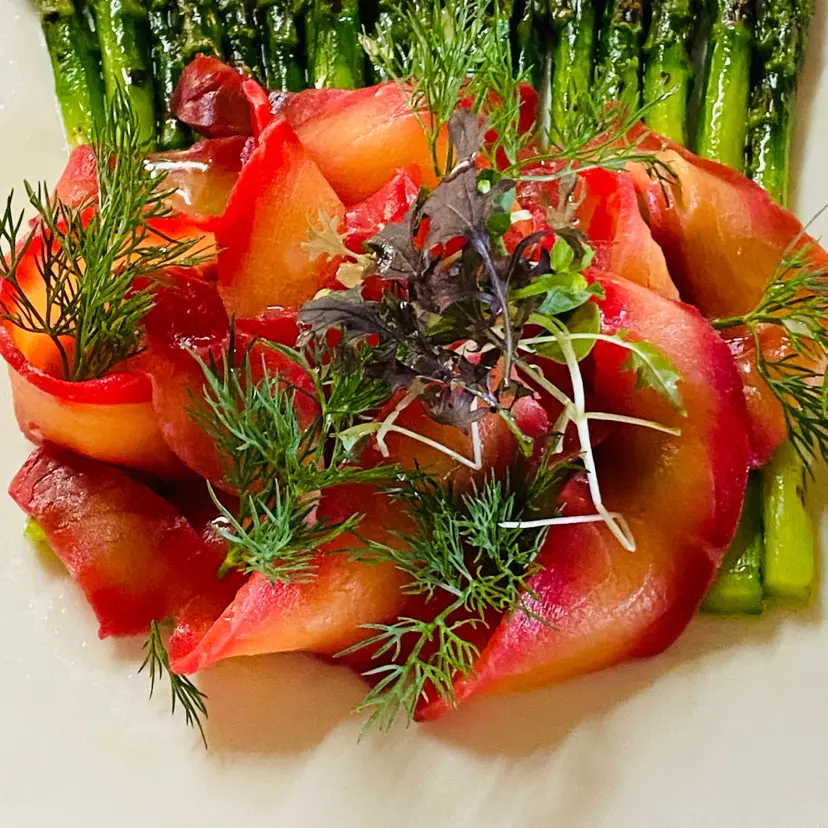 creation thumb for Asparagi grigliati con pesto e salmone all Aperol 