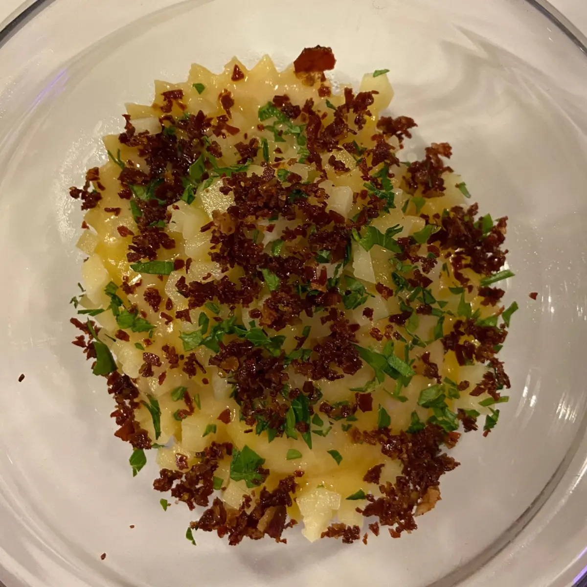 creation thumb for MEDITERREAN RAVIOLO / CRISPY BEACON / SMOKED CHEESE