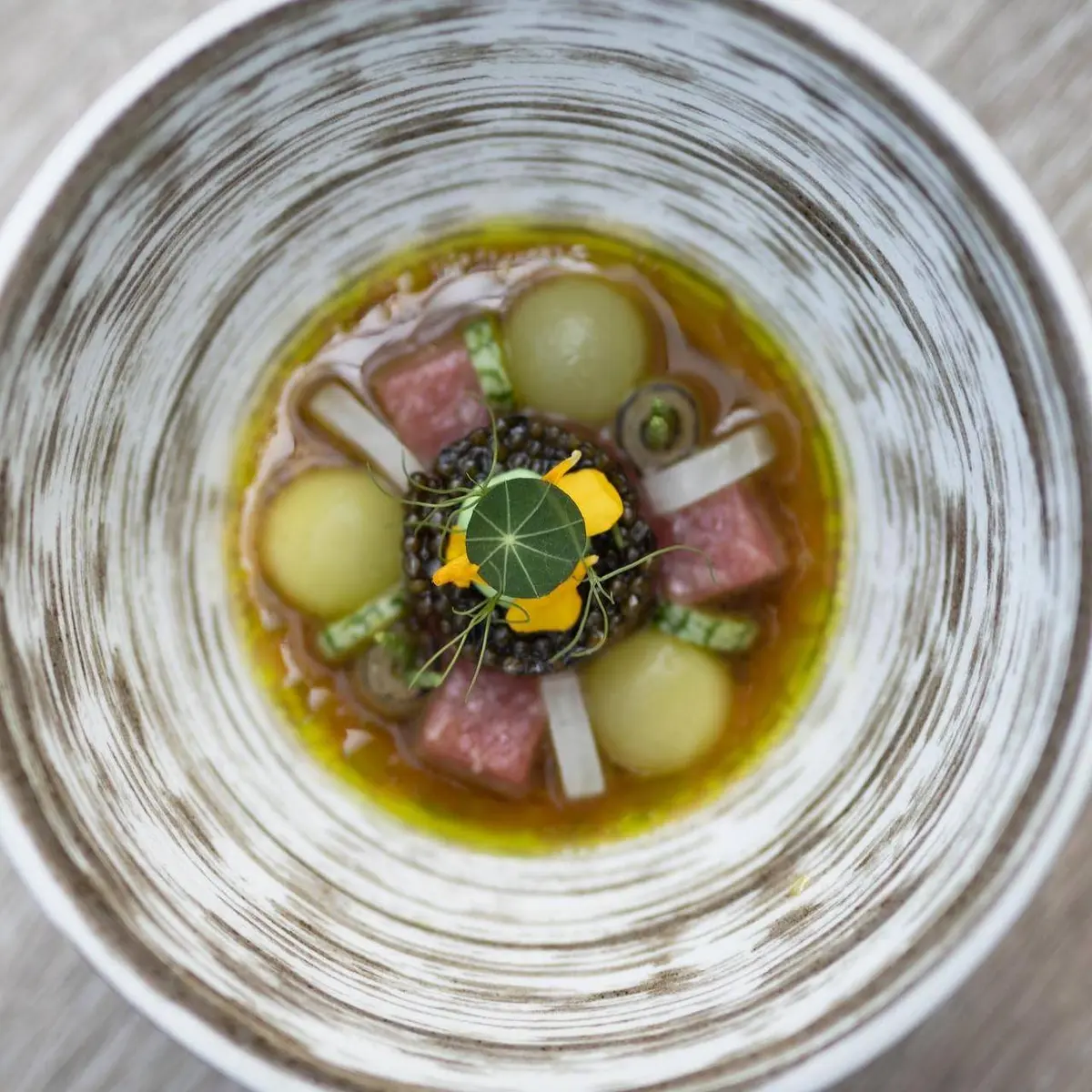 creation thumb for Balfego Tuna / Royal Belgian Caviar / Cucumber / Dashi
