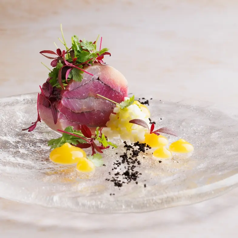 creation thumb for Trout terrine, green apple, mango, bergamot, black olive
