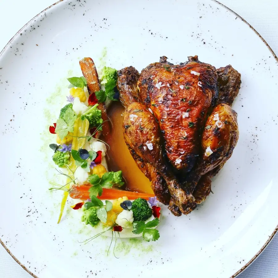 creation thumb for Baby chicken, potato cream, butter steamed vegetables 😉