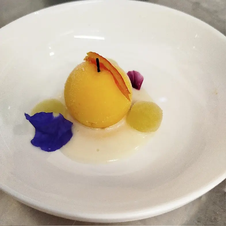 creation thumb for Sorbetto with mandarin and cardamom, grape gelée and marzipan