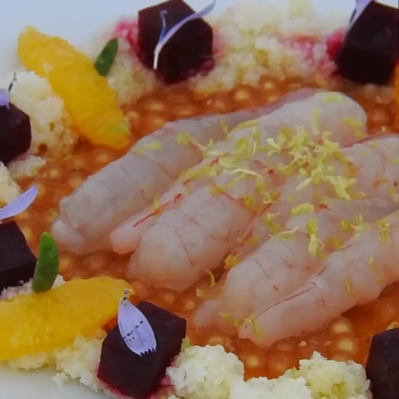 creation thumb for GOBETTI, TAPIOCA WITH ORANGE, BEETROOT AND CAULIFLOWER.