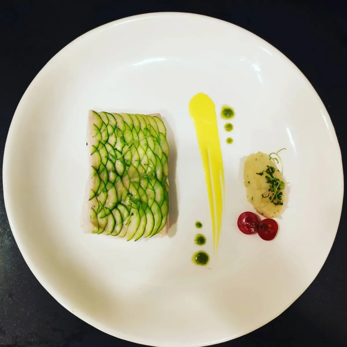creation thumb for Steamed river sole with zucchini scale ❤️🖤