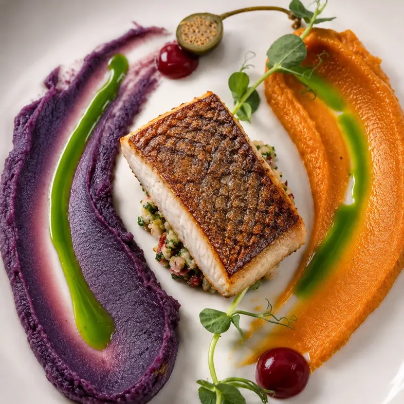 creation thumb for Crispy -skin Grouper filet with sweet potato pure