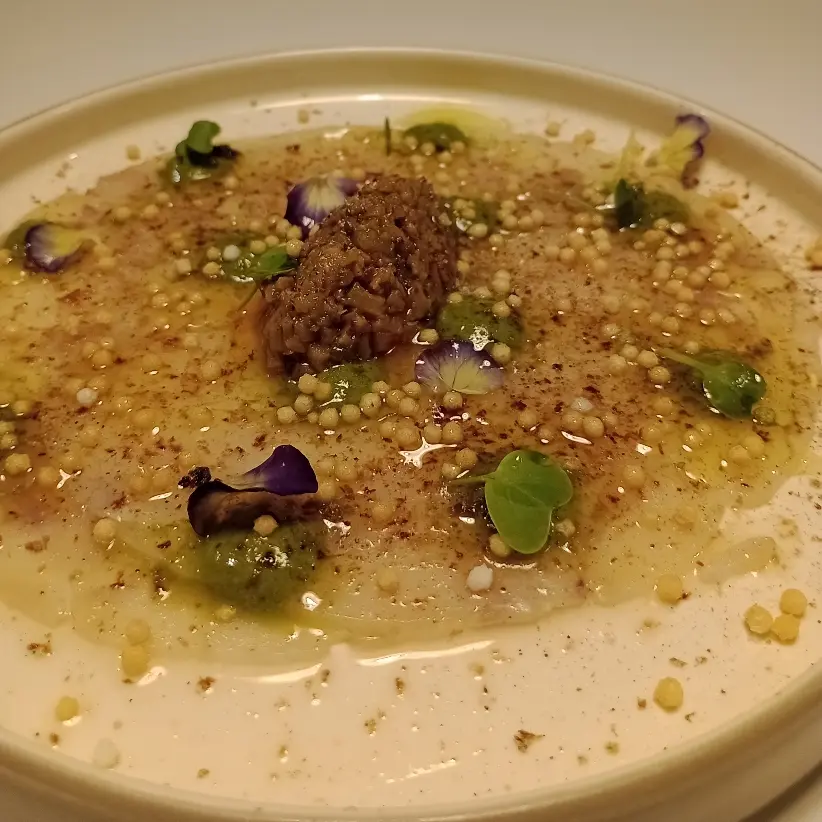 creation thumb for Fish carpaccio fermented olives tapenade