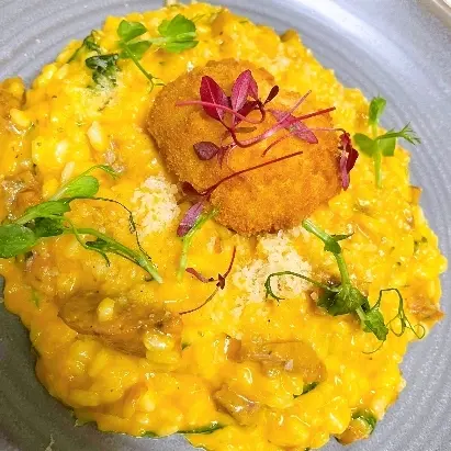 creation thumb for Risotto di carote e salsiccia con uovo in camicia croccante
