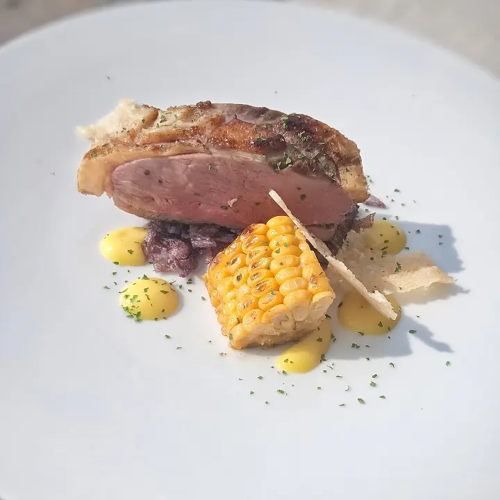 creation thumb for Duck Breast with Purple Fries & Mango Sauce