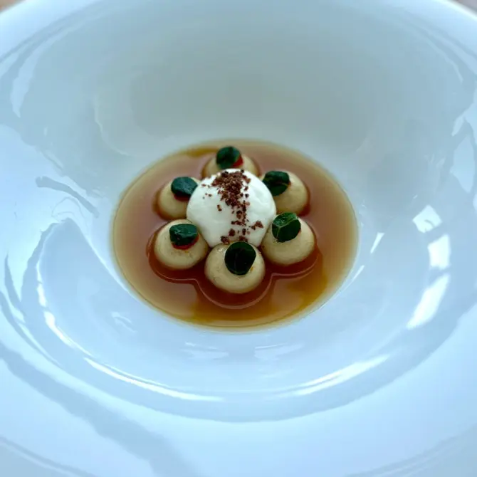 creation thumb for Salted Cod Gnocchi with Cabbage Jus & Papaccella Ketchup