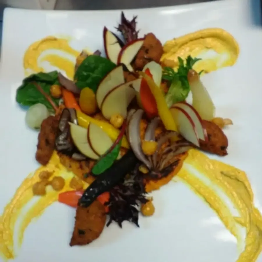 creation thumb for Roasted organic carrots on cumin crushed sweet potato