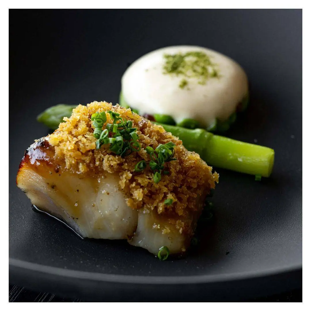 creation thumb for Black Cod / 'Kitchen style'/ Green Asparagus / Smoked Marrow