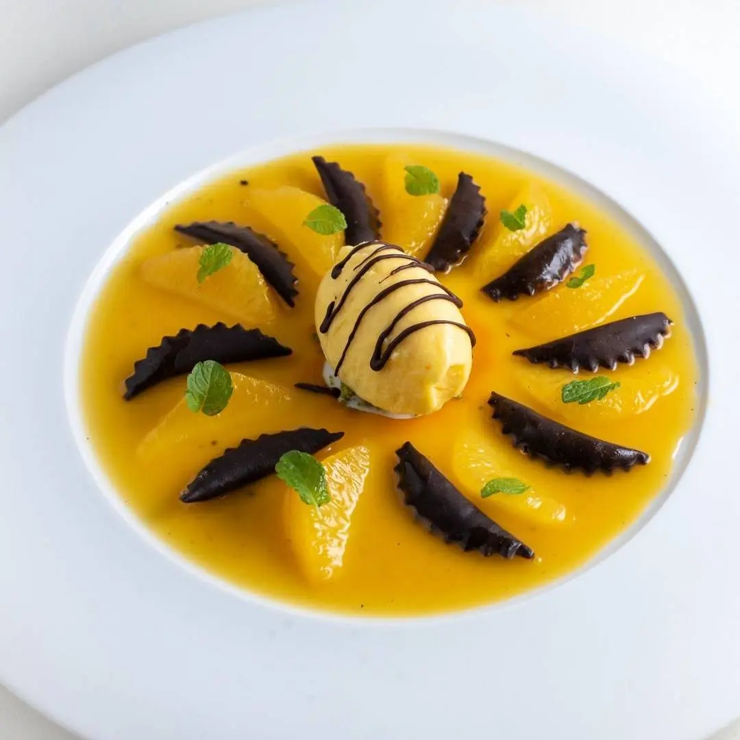 creation thumb for Raviolis de chocolate con sorbete de mandarina