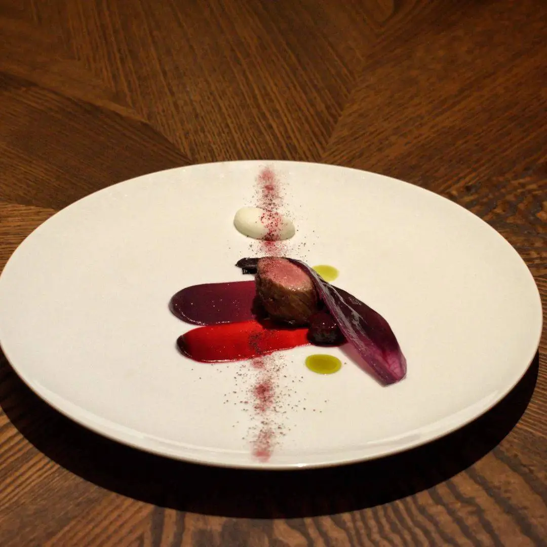 creation thumb for Lamb, hibiscus, radicchio, thyme extract