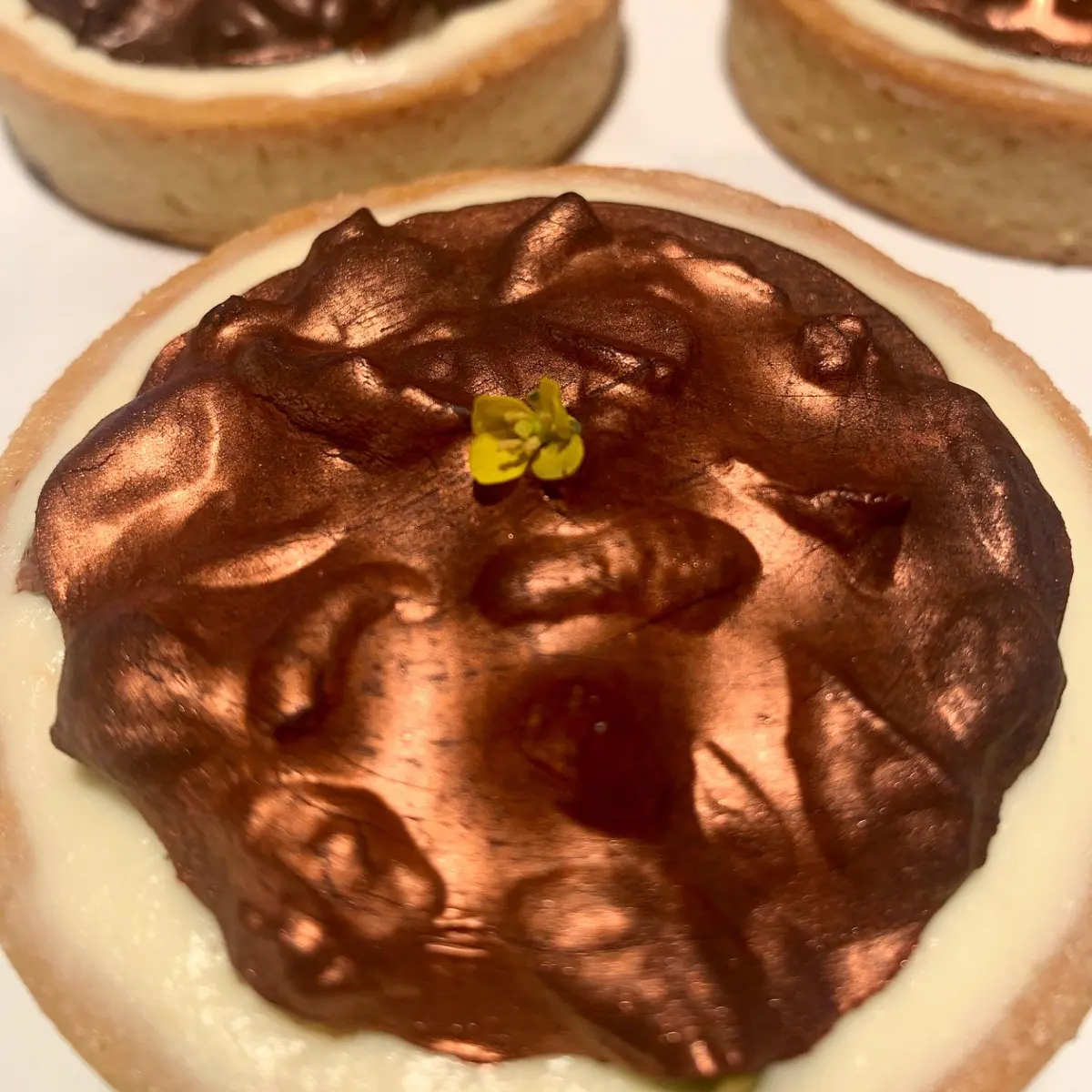 creation thumb for Bronze pistachio vanilla brownie tart
