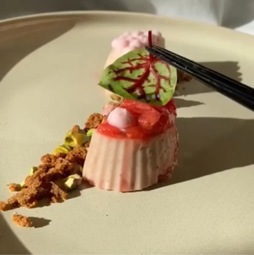 creation thumb for Cranberry Panna Cotta with Strawberry Tartar