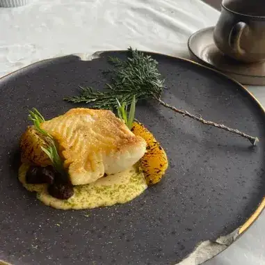 creation thumb for Halibut with Cedar, Orange & Sea Urchin