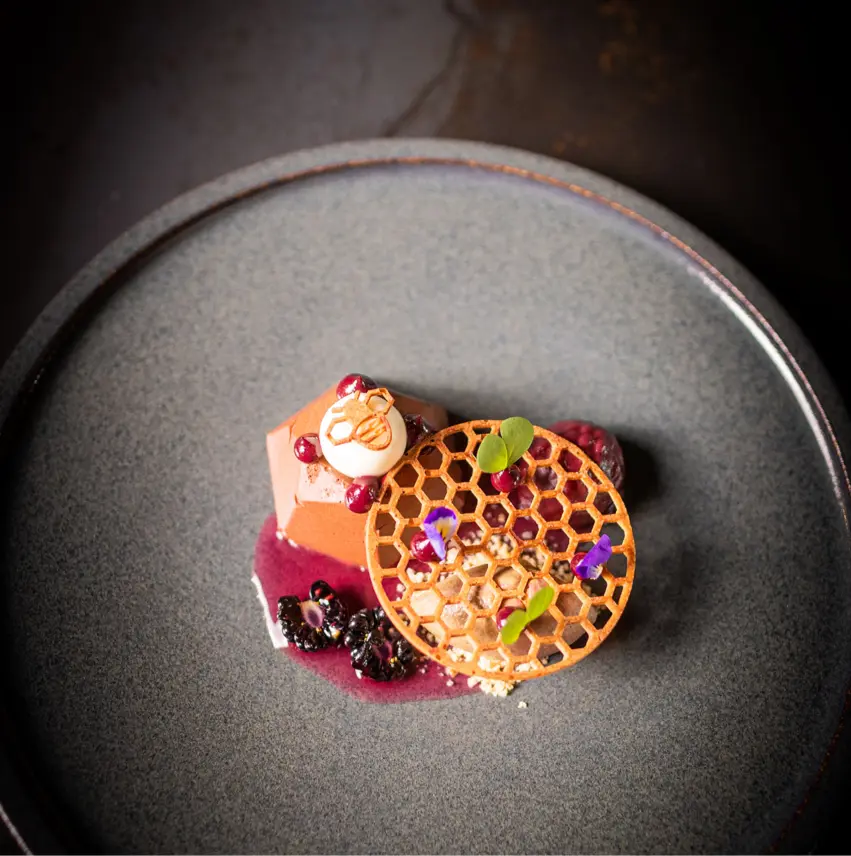 creation thumb for Gunaja meets blackberry. Honey. Aceto. Red Shiso