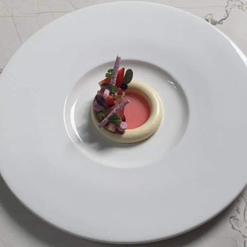 creation thumb for Hibiscus, Rhubarb, and Chocolate dessert