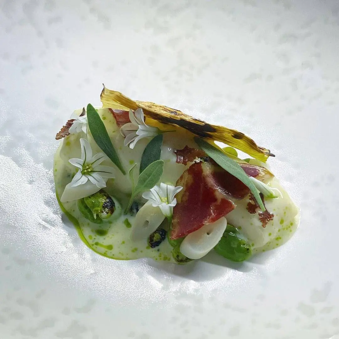 creation thumb for Halibut gently poached in a shellfish emulsion