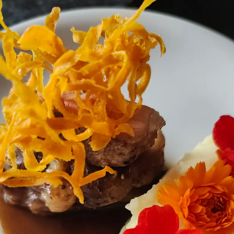 creation thumb for Lamb steak minted jus carrot crisps buttery mashed potato