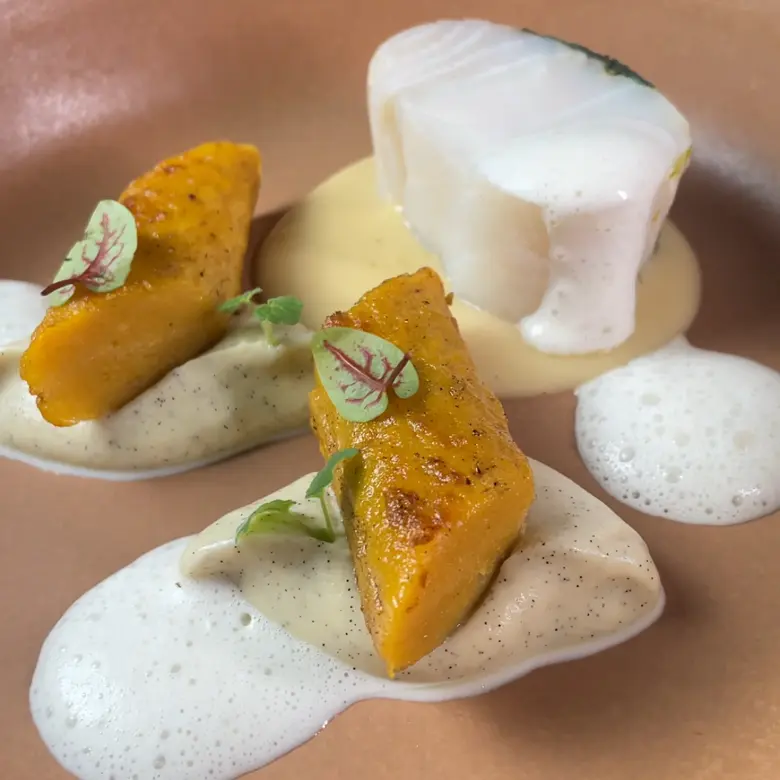 creation thumb for Cod, sweet potato gnocchi, vanilla celery puree and ginger