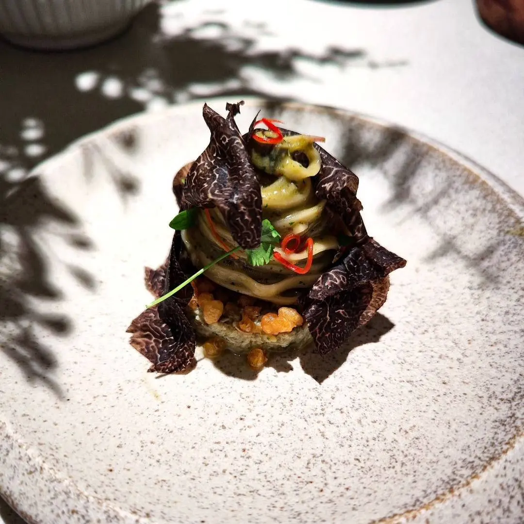 creation thumb for Wheat Noodles|Pidan Sauce|Tropical Herbs|Mudcrab|Truffles