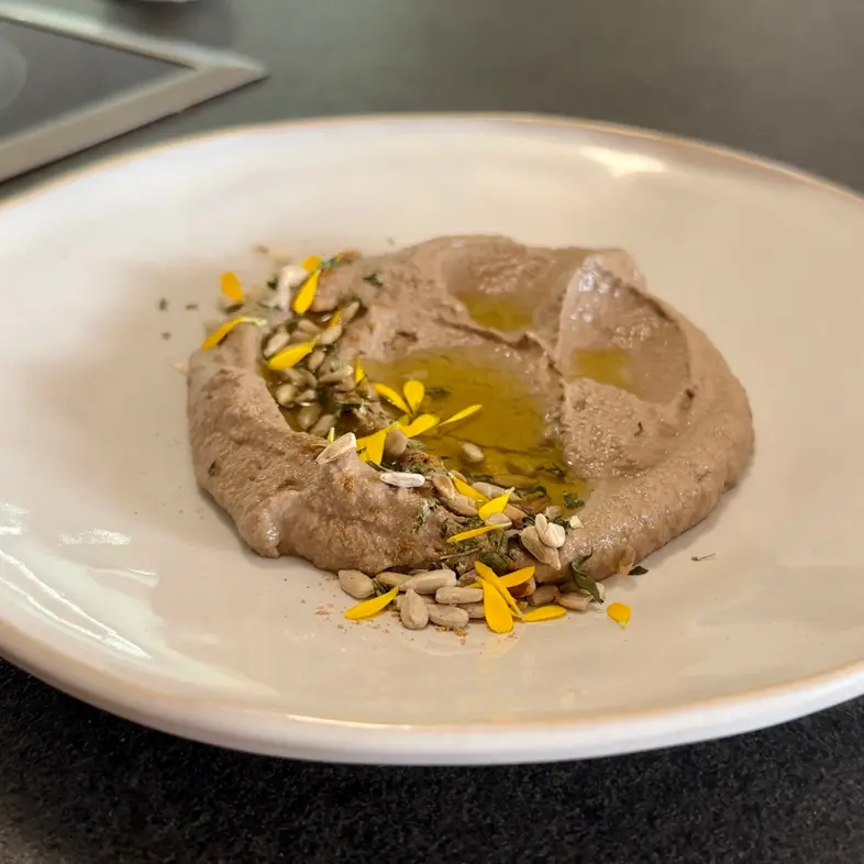 creation thumb for Sunflower seed & black garlic hummus