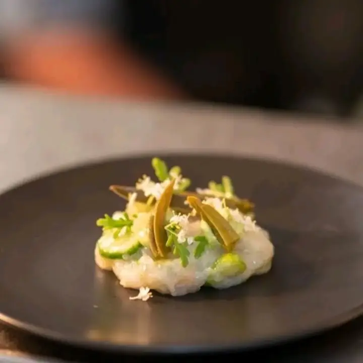 creation thumb for Spanner crab ceviche,pickled sea greens,cucumber& avocado