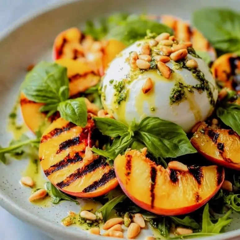 creation thumb for Peach Caprese with Burrata