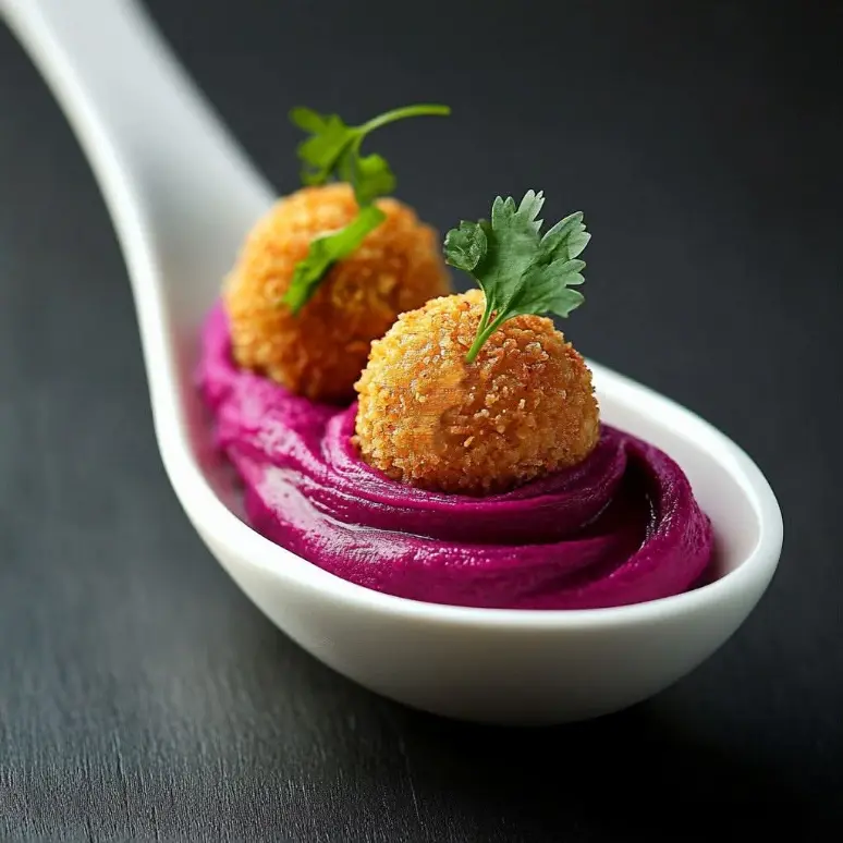 creation thumb for Mini Falafel Balls with Beet Hummus