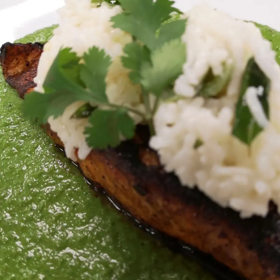 creation thumb for Nilgiri salmon topped with tida rice