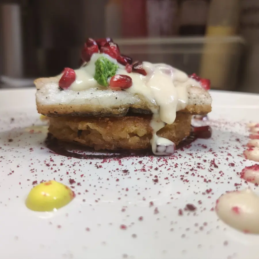 creation thumb for Mashed potatoes and sea-bass with pease puree and cream sauce☺️