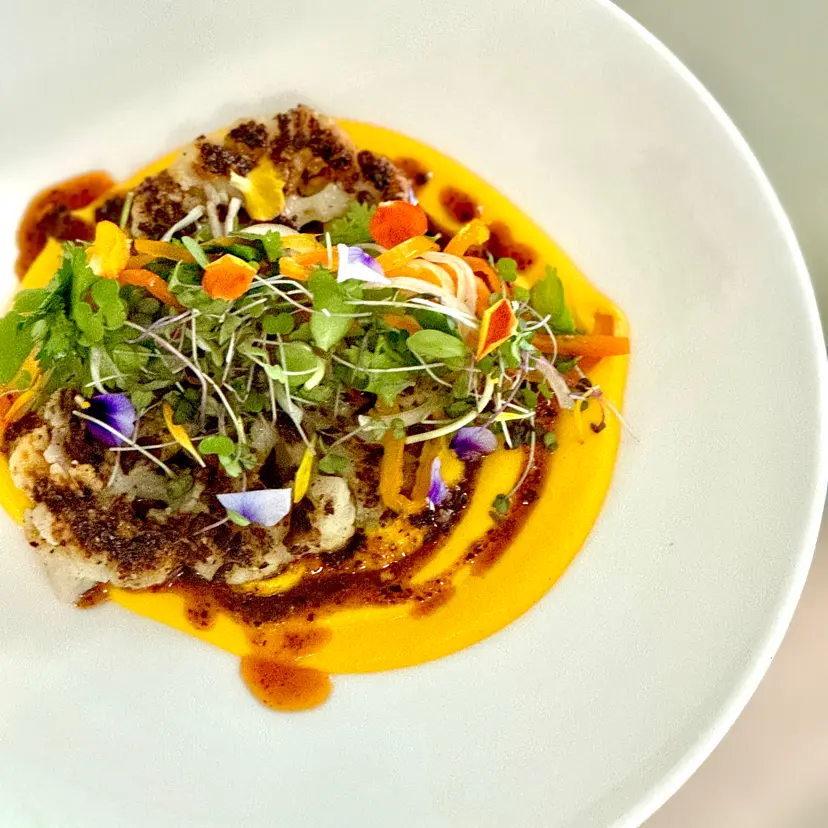 creation thumb for Charred cauli-steak, aji-butternut purée, salsa macha