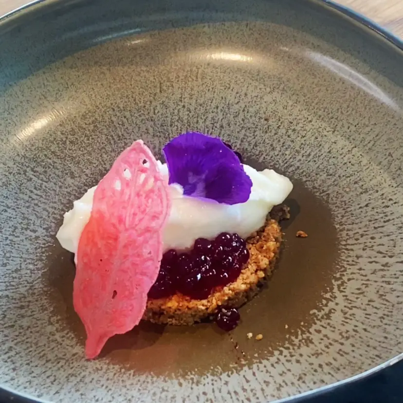 creation thumb for White cheese sorbet, beetroot tuile and beetroot caviar