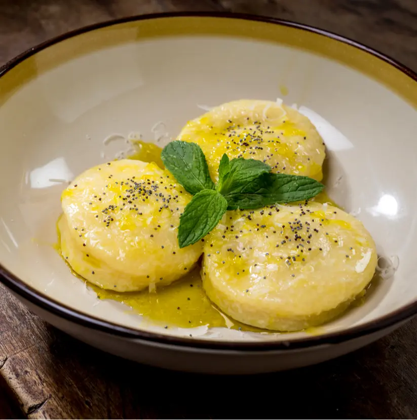 creation thumb for Gnocchi stuffed with ricotta and mint, grana and evo oil