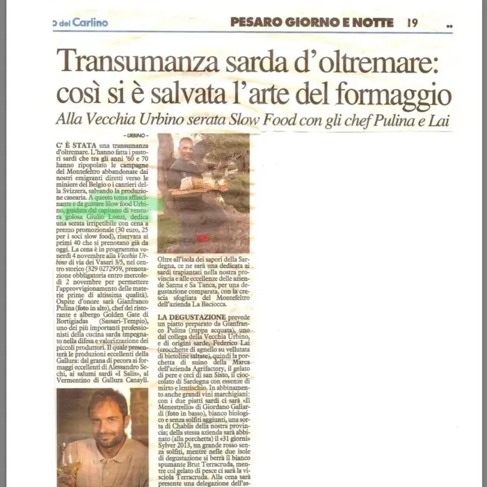 creation thumb for Evento organizzato in collaborazione con il giornalista enogastronomo di QN Davide Eusebi e lo Chef Gianfranco Pulina