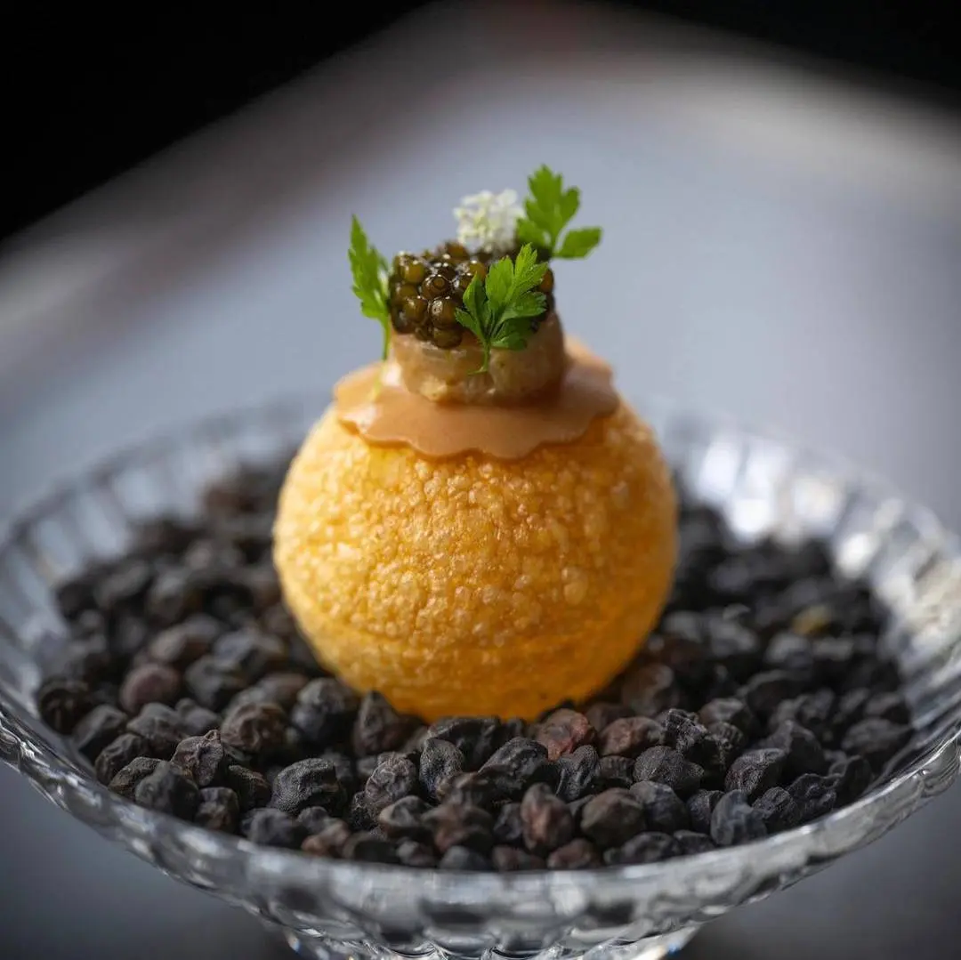 creation thumb for Pani Puri | Langoustine Tartare | Bisque | Kristal