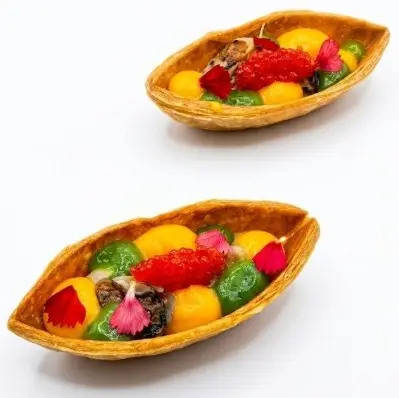 creation thumb for Oyster Tart with Champagne Sabayon and Cucumber Jelly