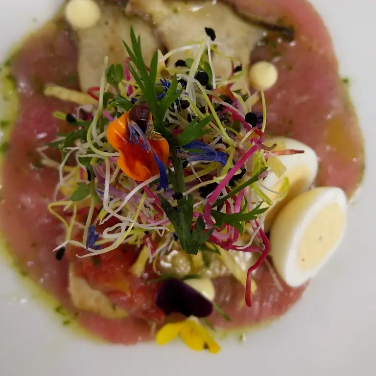 creation thumb for Beef Carpaccio, Quail egg's