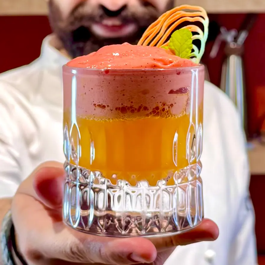 creation thumb for Soda al Frutto della Passione & Schiuma di Frutto della Passione e Lampone