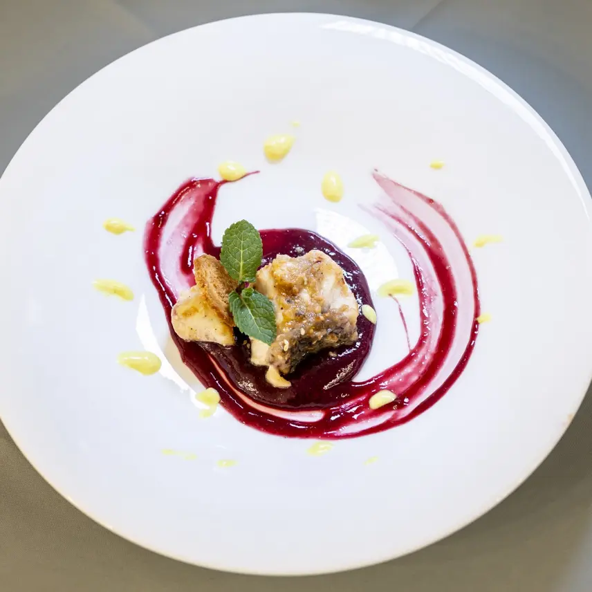 creation thumb for Malvasia grouper and PGI orange with mulberry dressing