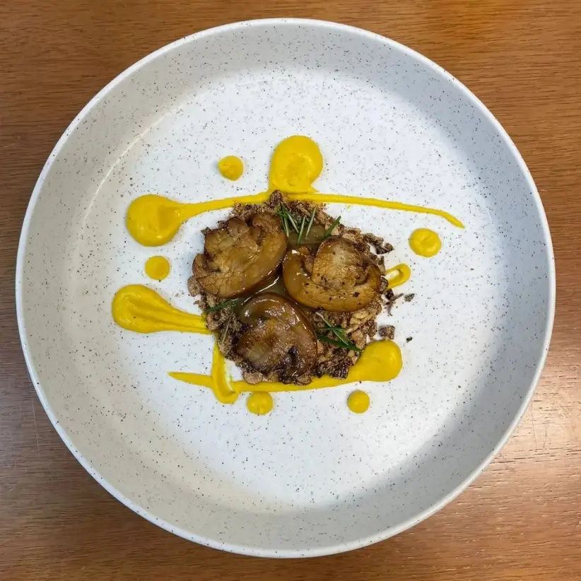 creation thumb for Sauteed mushroom with glace and almond farofa