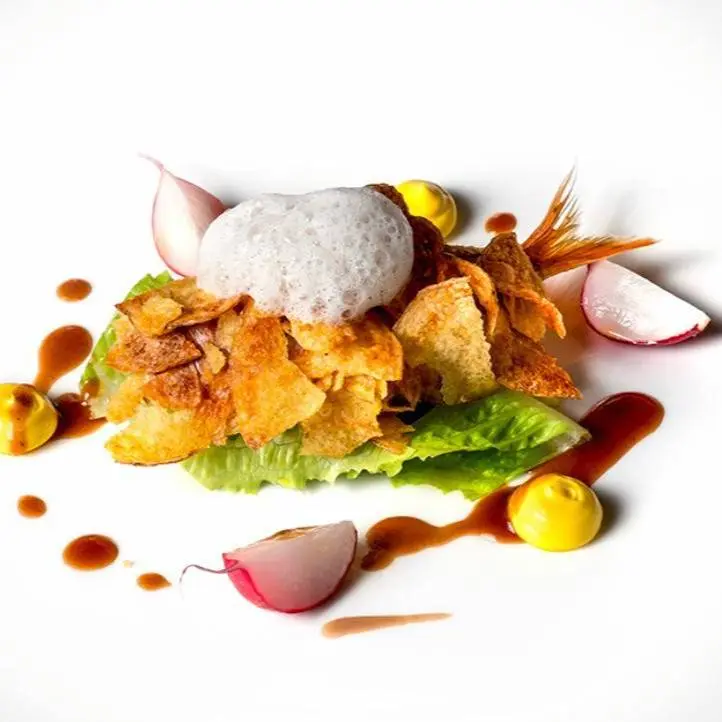 creation thumb for Mullet, fried potatoes, romaine lettuce, radishes