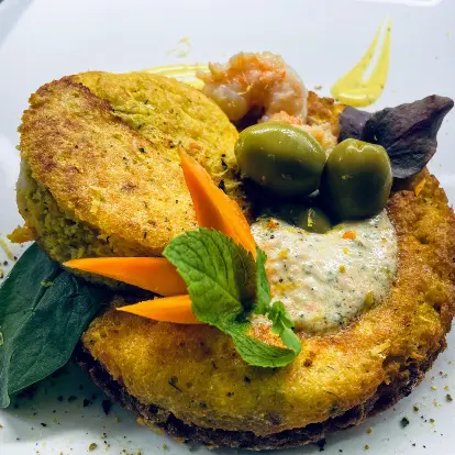 creation thumb for Vegetable and Potato Soufflé with Prawns