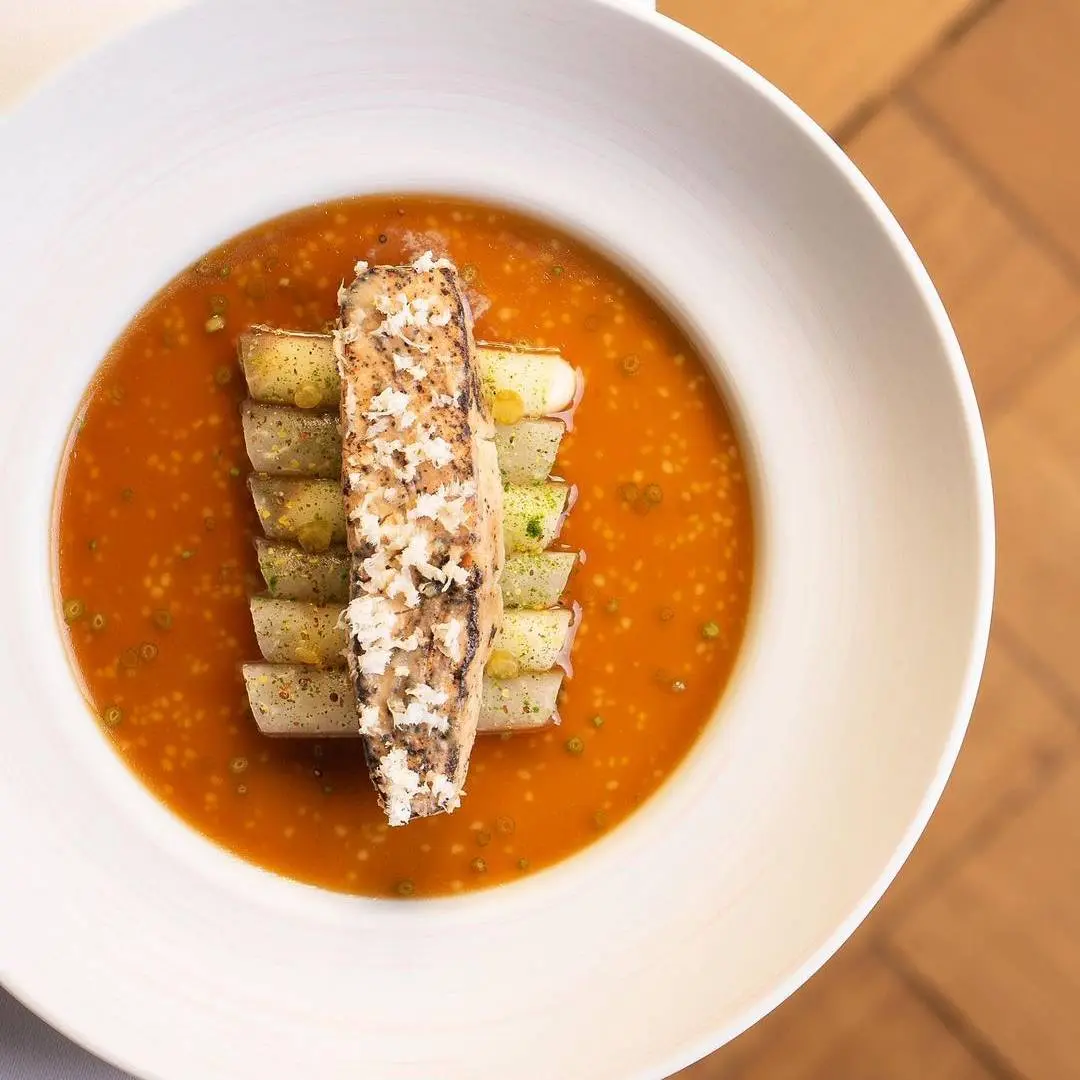 creation thumb for Sturgeon|Horseradish Miso|Kohlrabi|Fish Sauce|Finger Lime