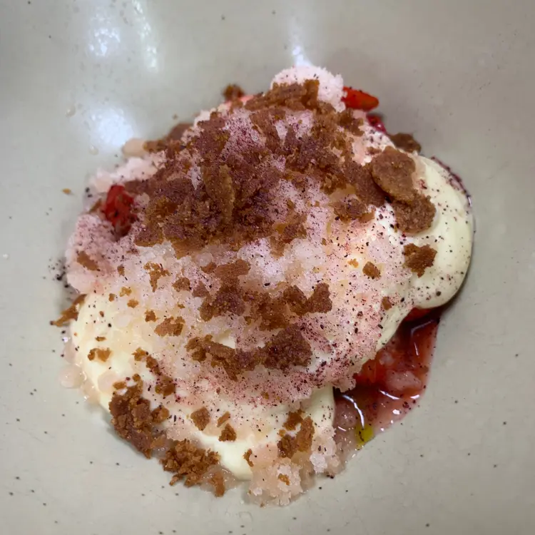 creation thumb for Cream of brown butter, grapefruit, spruce, strawberry