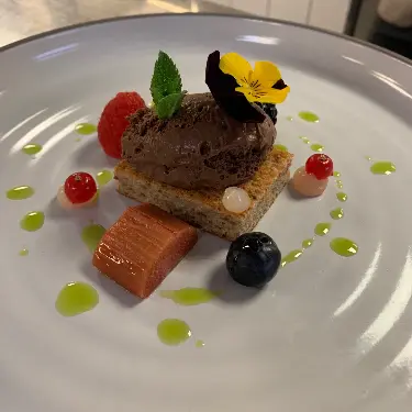 creation thumb for Vegan chocolate mousse/rhubarb/berries/mint