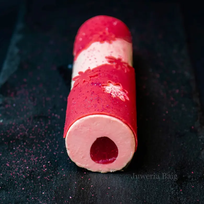 creation thumb for Honey rose crème bavarios with rhubarb compote