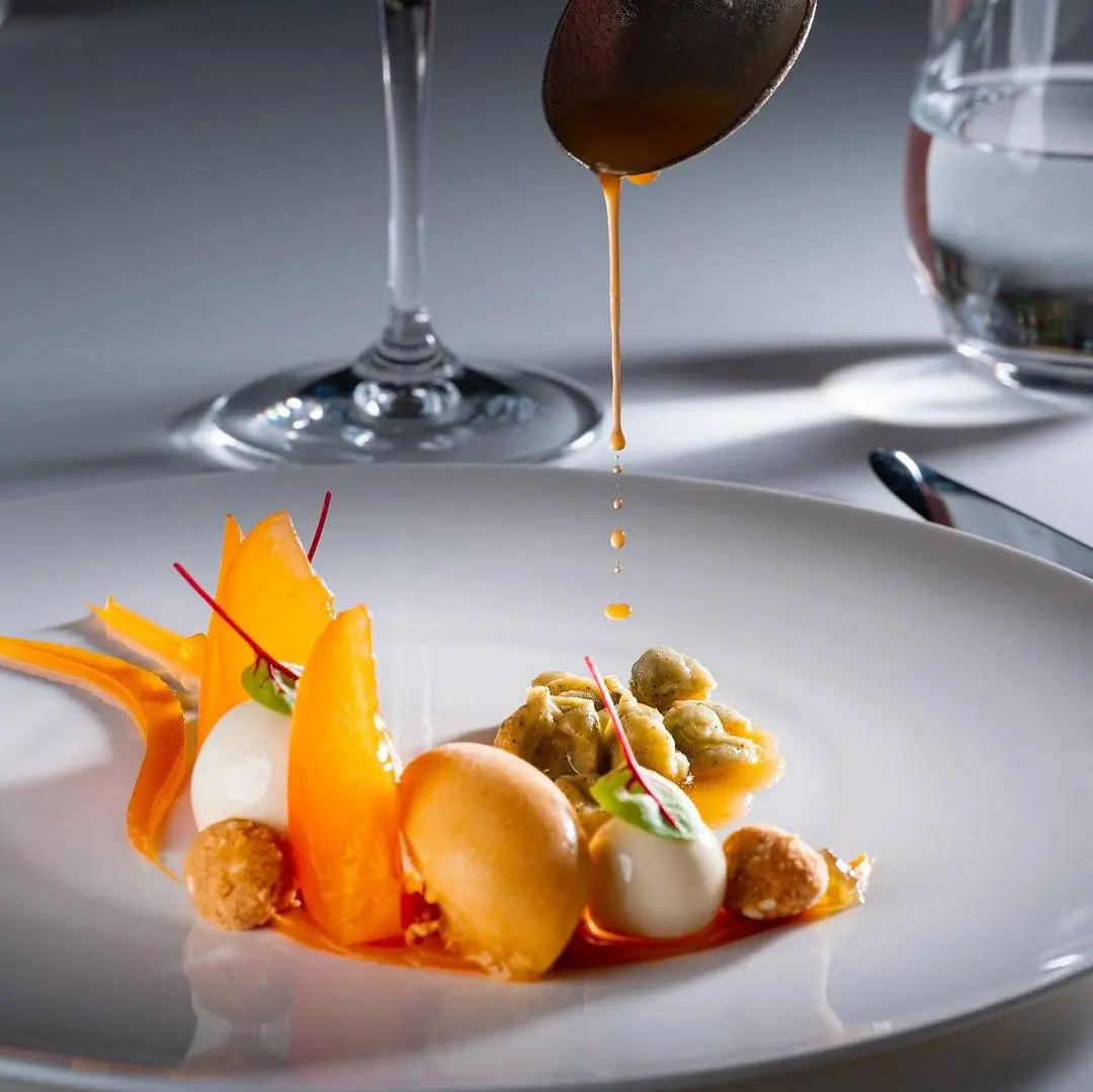creation thumb for Apricot | White sesame | Verbena | Spaetzle au jus